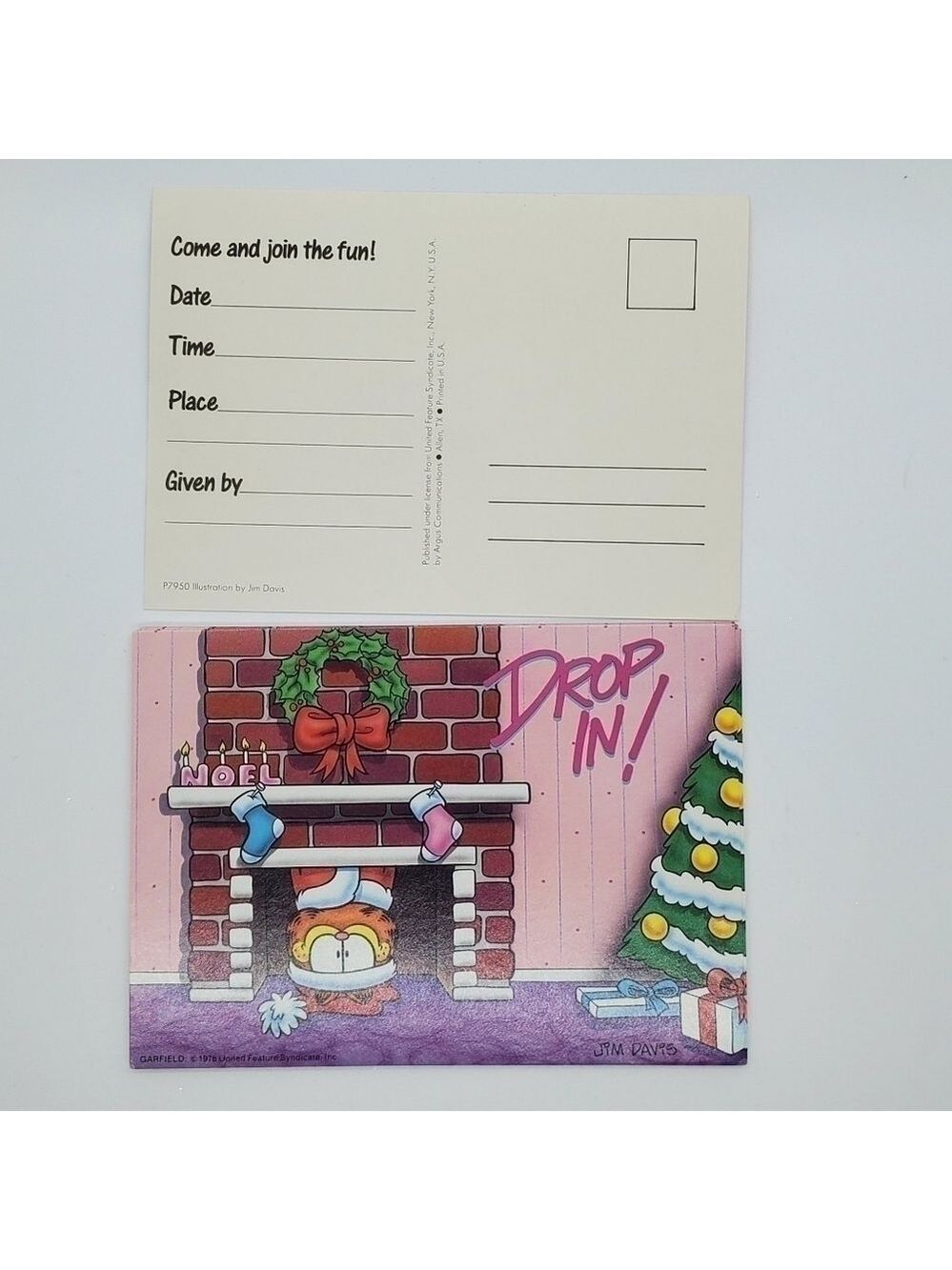 VTG 1978 Garfield Holiday party postcard 10 invitations